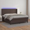 vidaXL Boxspringbett mit Matratze & LED Braun 180x200 cm Kunstleder