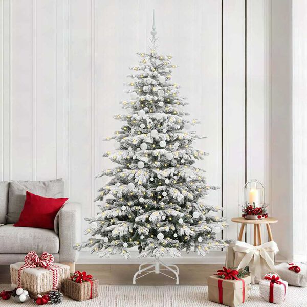 vidaXL K&uuml;nstlicher klappbarer Weihnachtsbaum Wei&szlig; 210 cm PE und PVC