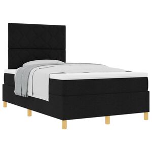 vidaXL Boxspringbett mit Matratze Schwarz 120 x 200 cm Stoff
