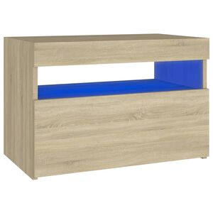 vidaXL Nachttisch LED-Leuchten Sonoma-Eiche 60x35x40cm Holzwerkstoff