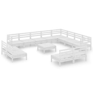 vidaXL 13-tlg. Garten-Lounge-Set Massivholz Kiefer Wei&szlig;