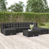 vidaXL 7-tlg. Garten-Lounge-Set mit Kissen Schwarz Poly Rattan