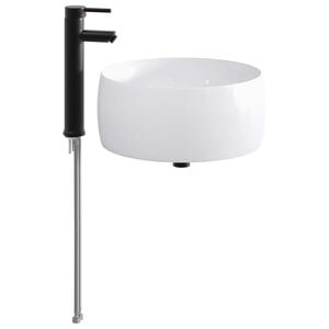 vidaXL Waschbecken mit Wasserhahn und Abfluss Matt Schwarz