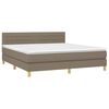 vidaXL Boxspringbett mit Matratze & LED Taupe 180x200 cm Stoff