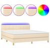 vidaXL Boxspringbett mit Matratze & LED Creme 180x200 cm Stoff