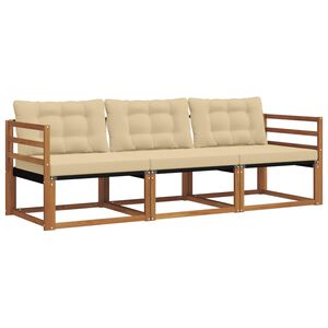 vidaXL Outdoor-Sofagarnitur mit Kissen 3 pcs Natur und Beige