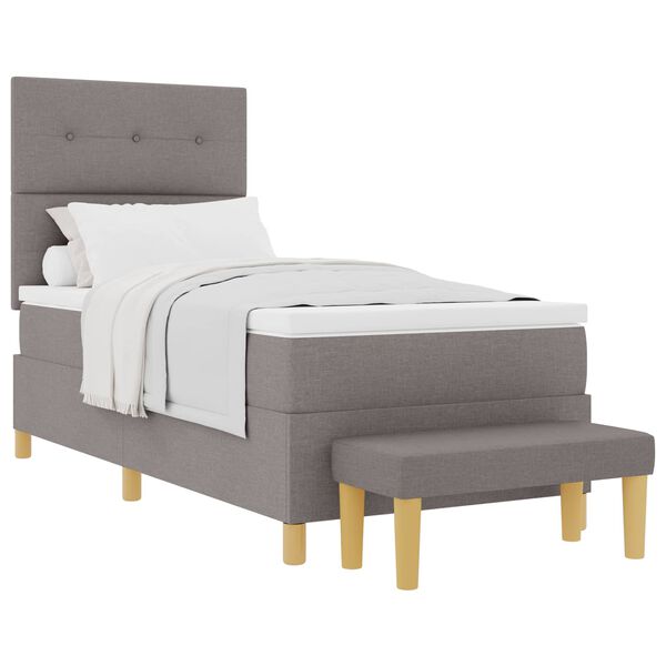 vidaXL Boxspringbett mit Matratze mit Kopfteil Taupe 90 x 200 cm Stoff