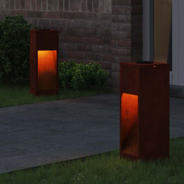 vidaXL Solar LED Wegeleuchte 2 pcs Bronze Wetterfeststahl