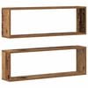 vidaXL Wandregal mit Regal 2 pcs Altholz 80 x 15 x 26 cm Holzwerkstoff