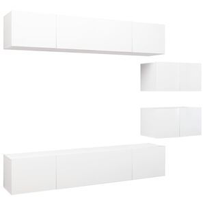vidaXL 6-tlg. TV-Schrank-Set Wei&szlig; Holzwerkstoff