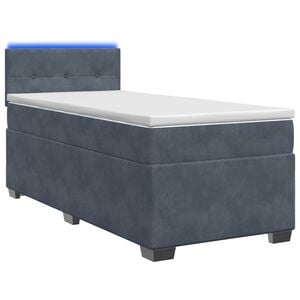 vidaXL Boxspringbett mit Matratze und LED Dunkelgrau Einzeln Samt