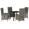 vidaXL Garten Essgruppe mit Kissen 5 pcs Grau Poly-Rattan