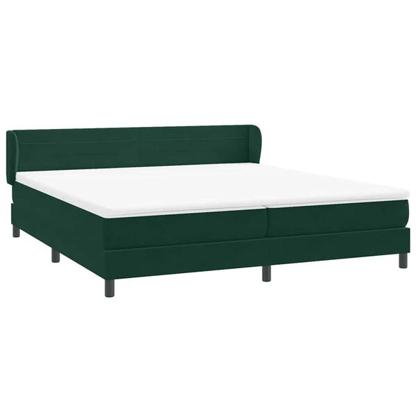 vidaXL Boxspringbett mit Matratzen Dunkelgr&uuml;n 200x210 cm Samt