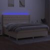 vidaXL Boxspringbett mit Matratze & LED Creme 200x200 cm Stoff