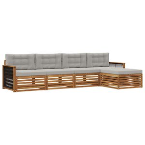 vidaXL Outdoor-Sofagarnitur mit Kissen 5 pcs Nat&uuml;rlich und Hellgrau