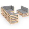vidaXL 7-tlg. Garten-Lounge-Set mit Kissen Massivholz Kiefer