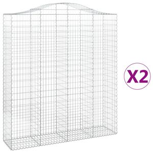 vidaXL Gabionen mit Hochbogen 2 Stk. 200x50x220/240cm Verzinktes Eisen
