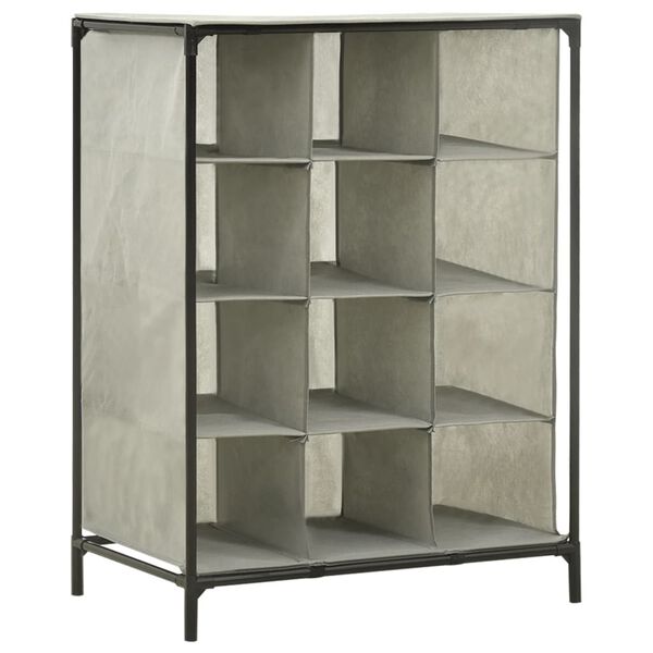 vidaXL Schuhregal 55x36x76 cm Vliesstoff und Stahl Grau