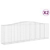 vidaXL Gabionen mit Hochbogen 2 Stk. 400x50x120/140cm Verzinktes Eisen