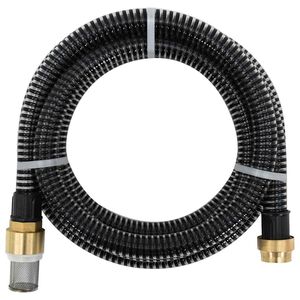 vidaXL Saugschlauch mit Messing-Anschl&uuml;ssen Schwarz 1,1" 3 m PVC