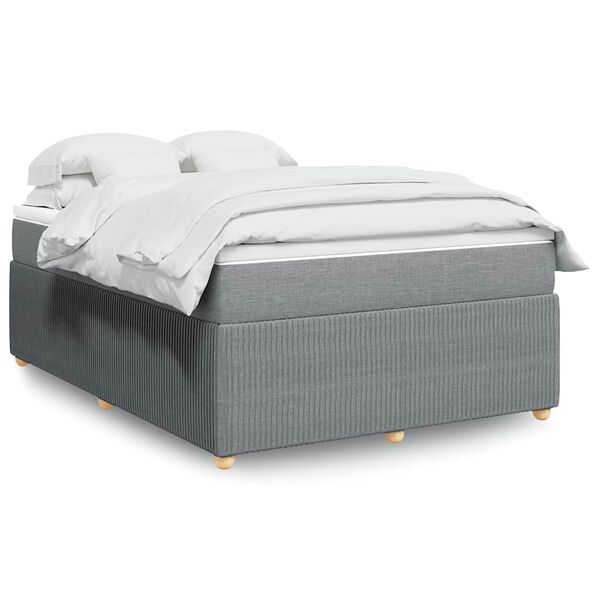 vidaXL Boxspringbett mit Matratze Hellgrau 160x200 cm Stoff