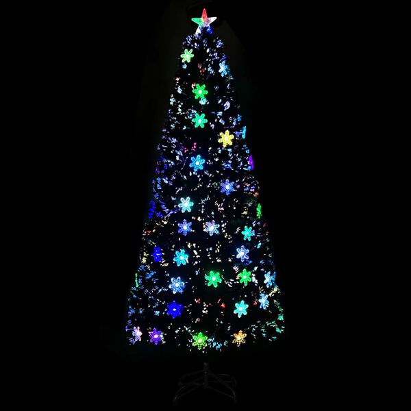 vidaXL Weihnachtsbaum mit LED-Schneeflocken Schwarz 210 cm Fiberoptik