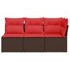 vidaXL Gartensofa mit Kissen 3-Sitzer Braun Poly Rattan