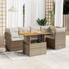 vidaXL 6-tlg. Garten-Sofagarnitur mit Kissen Beige Poly Rattan