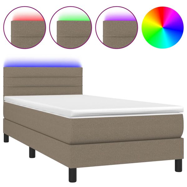 vidaXL Boxspringbett mit Matratze & LED Taupe 80x200 cm Stoff