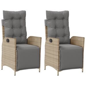 vidaXL Gartensessel mit Fu&szlig;teil 2 Stk. Verstellbar Poly Rattan