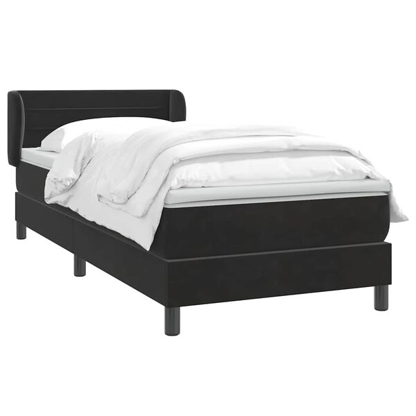 vidaXL Boxspringbett mit Matratze Schwarz 80x220 cm Samt