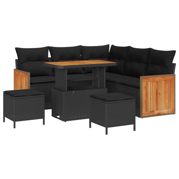 vidaXL Garten-Sofa-Set 8 pcs Schwarz Poly-Rattan