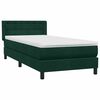 vidaXL Boxspringbett mit Matratze Dunkelgr&uuml;n 90x210 cm Samt