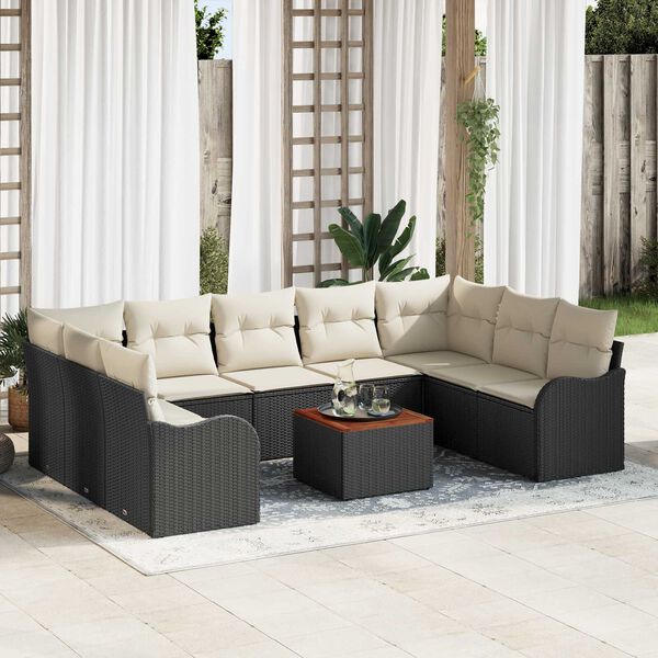 vidaXL Garten-Sofa-Set 10 pcs Schwarz und Weiß