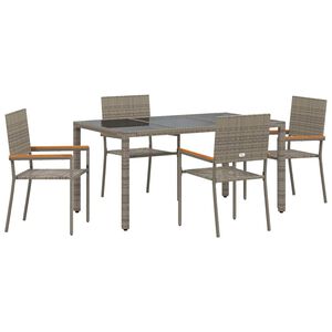 vidaXL Garten Essgruppe 5 stk. Grau Poly-Rattan