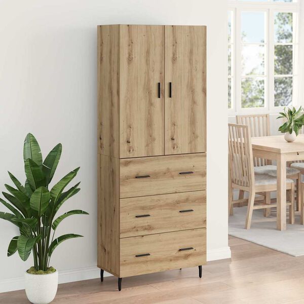 vidaXL Highboard mit Schubladen Artisan-Eiche 69,5 x 34 x 180 cm