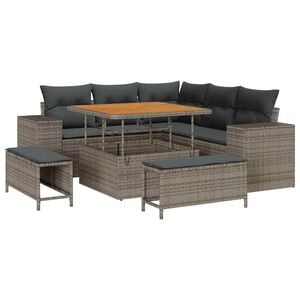 vidaXL Gartensofa-set mit Kissen 8 pcs Grau Poly-Rattan