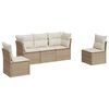vidaXL 5-tlg. Garten-Sofagarnitur mit Kissen Beige Poly Rattan
