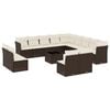 vidaXL 14-tlg. Garten-Sofagarnitur mit Kissen Braun Poly Rattan