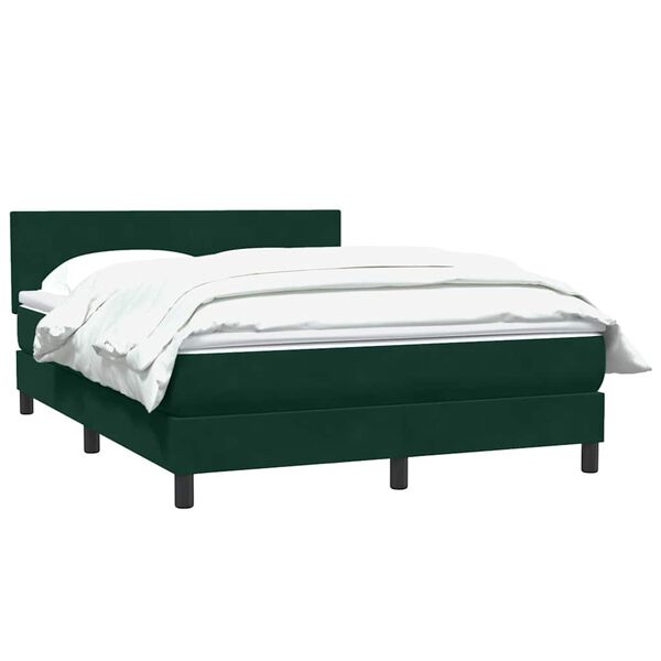 vidaXL Boxspringbett mit Matratze Dunkelgr&uuml;n 140x210 cm Samt