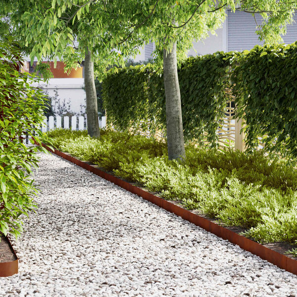 vidaXL Raseneinfassung 30 pcs Braun 100 x 0,05 x 20 cm Wetterfeststahl