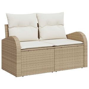 vidaXL Gartensofa mit Kissen Beige 124 x 62 x 69cm Poly-Rattan