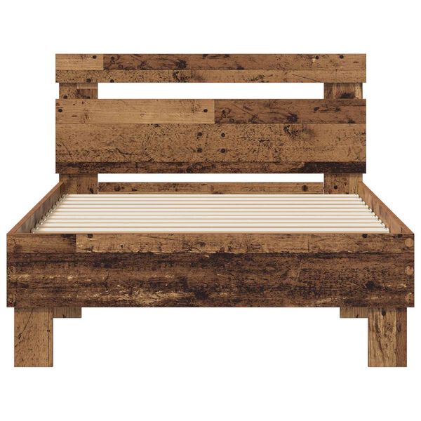 vidaXL Bettrahmen mit Kopfteil Altholz 98,5 x 200 cm Holzwerkstoff