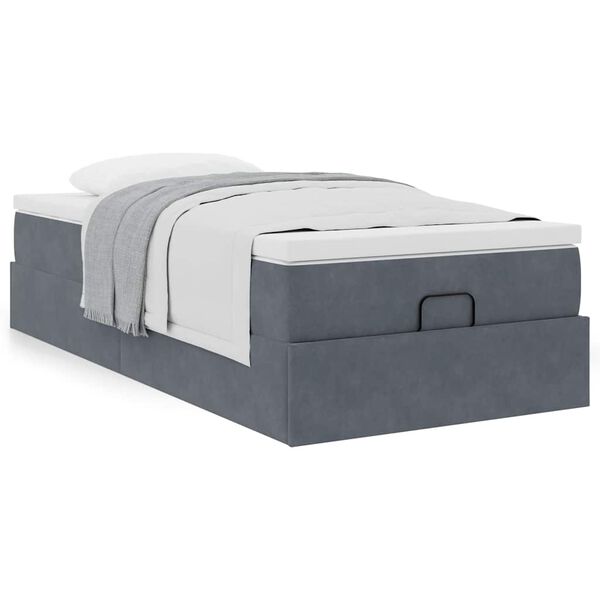 vidaXL Ottoman-Bett mit Matratze Dunkelgrau 90x200 cm Samt