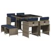 vidaXL 9-teiliges Garten-Ess-Set mit Kissen, grau, Polyrattan