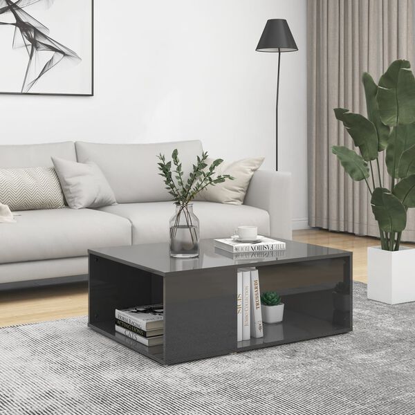 vidaXL Couchtisch Hochglanz-Grau 90x67x33 cm Holzwerkstoff
