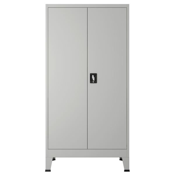 vidaXL B&uuml;roschrank mit 2 T&uuml;ren Stahl 90x40x180 cm Grau