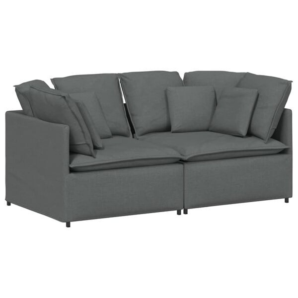 vidaXL Modulares Sofa mit Kissen Stoff Dunkelgrau