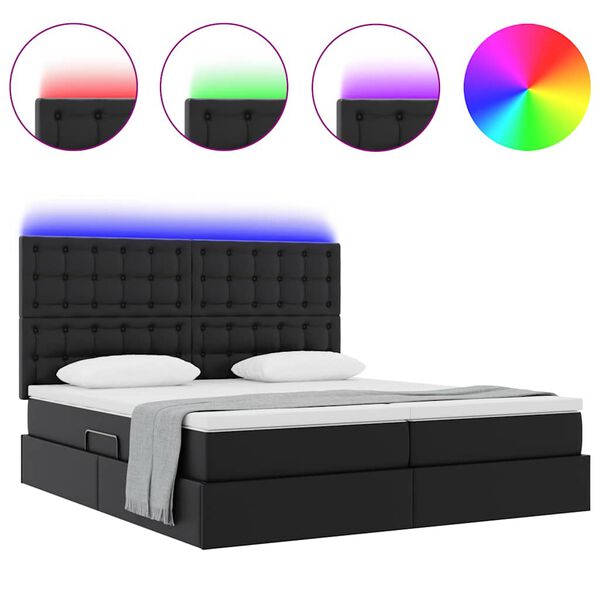 vidaXL Bett mit Stauraum und LED Schwarz 180 x 200 cm Kunstleder