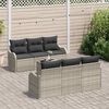 vidaXL Garten-Sofa-Set 7 pcs Hellgrau 55 x 55 x 37 cm Poly Rattan